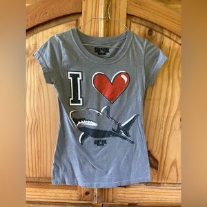 Women Shark Week gray red I Love Sharks short sleeve t-shirt size S 3/5